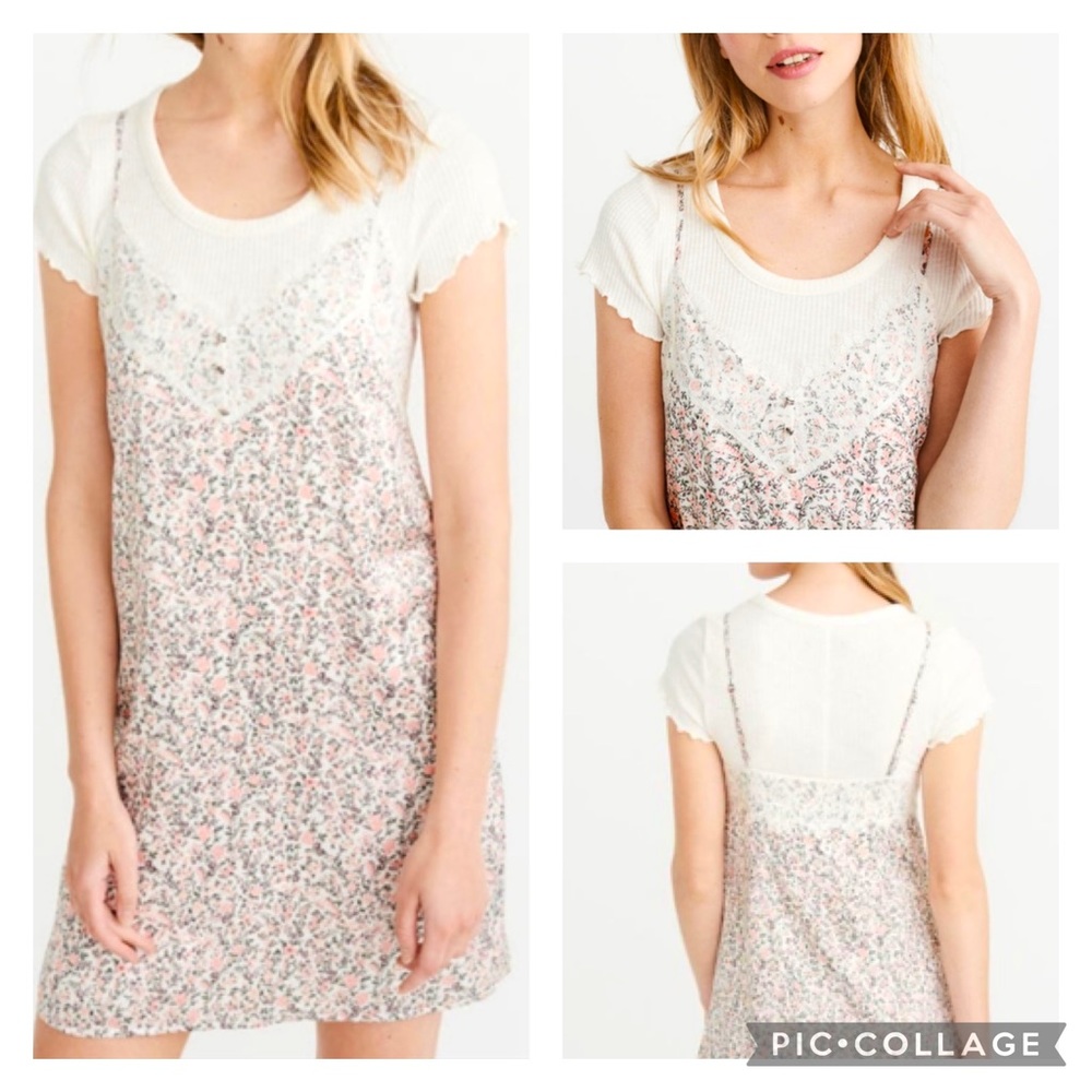 Abercrombie & Fitch Floral Lace Trim Slip Dress